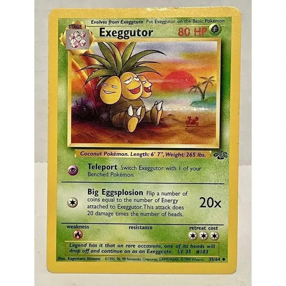 Exeggutor 35/64 Jungle Uncommon‎ 1999 Pokemon Card Non Halo TCG LP Vintage - Picture 1 of 6